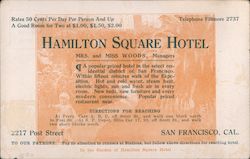 Hamilton Square Hotel 1915 Panama-Pacific Exposition Postcard Postcard Postcard