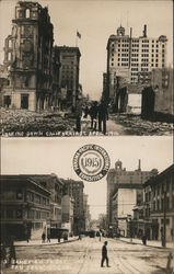 Looking down California Street 1906 and 1915 Postcard