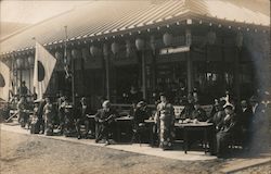 Men and Women Sitting at Outdoor Tables Postcard