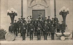 A Band on the Steps in Front of a Building 1915 Panama-Pacific Exposition Postcard Postcard Postcard