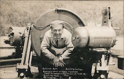 Aviator Art Smith in the breech of a 12-inch mortar San Francisco, CA Aviators Postcard Postcard Postcard