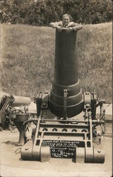 Aviator Art Smith in the muzzle of a 12-inch mortar at Fort Winfield Aviators Postcard Postcard Postcard