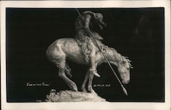 Sculpture named "The End of the Trail" depicting an Indian a top a horse Postcard