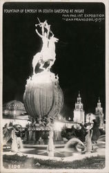 Fountain of Energy In South Gardens At Night Postcard