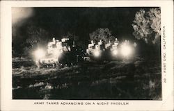 Army Tanks Advancing on a Night Problem Fort Ord, CA Postcard Postcard Postcard