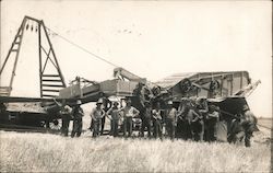 Workers in Field with Early Combine Postcard