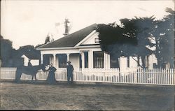 Family with Horse in Front of House Postcard