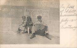 Man and Children at Sloat Monument Monterey, CA Postcard Postcard Postcard