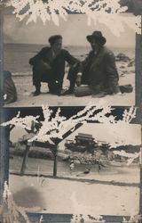 Two Men Sitting on a Beach, San Ardo? Monterey, CA Postcard Postcard Postcard