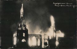 Congregational Church Fire, 1910 Pacific Grove, CA Postcard Postcard Postcard