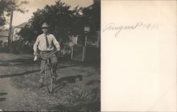 Man on Bicycle Postcard