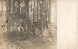 Two Women and a Girl Sitting in a Wooded Area Pacific Grove, CA Postcard Postcard Postcard