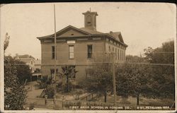 First Brick School in Sonoma Co., B St., 1859 Postcard