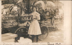 Frances M. Pannell with Bicycle Postcard