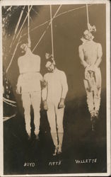 Lynching: Hanging of Boyd, Fitts and Valento Postcard