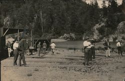 Men Shooting Guns, Bohemian Grove Monte Rio, CA Postcard Postcard Postcard