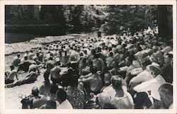 Men Along Riverbank at Bohemian Grove Monte Rio, CA Postcard Postcard Postcard