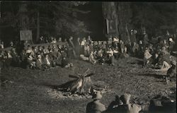 People Around a Campfire, Bohemian Grove Monte Rio, CA Postcard Postcard Postcard