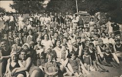 Large gGroup people posed on a beach with some in swimming gear Monte Rio, CA Postcard Postcard Postcard