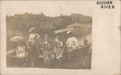 Several Women on a Boat on the Russian River Postcard