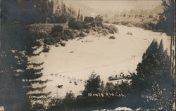 Riverview of curve of river from hilltop with a Paddle wheel boat below Monte Rio, CA Postcard Postcard Postcard