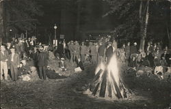 Campfire Meeting, Men in Suits Bohemian Grove Monte Rio, CA Postcard Postcard Postcard