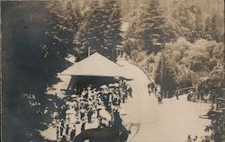 A Large Group at the Train Station Monte Rio, CA Rhea Foto Postcard Postcard Postcard