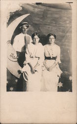 Man and Two Women, Paper Moon Postcard