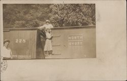 Woman on the Side and Top of a Train Monte Rio, CA Postcard Postcard Postcard