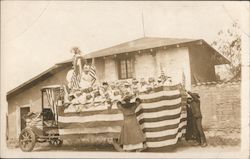 Patriotic Truck Draped in an American Flag Full of Children Monterey, CA Postcard Postcard Postcard