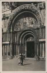 A Man and a Woman Walking in Front of an Ornate Building Venice, Italy Postcard Postcard Postcard