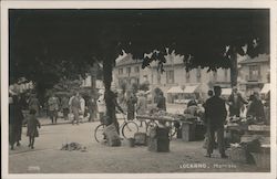 Market Scene Locarno, Switzerland Postcard Postcard Postcard