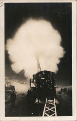 French long range gun firing at night France World War I Postcard Postcard Postcard