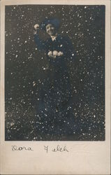 Interesting Studio Photo: Boy with Snowballs, Snow Effect Children Postcard Postcard Postcard