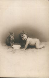 A Baby and a Kitten Postcard