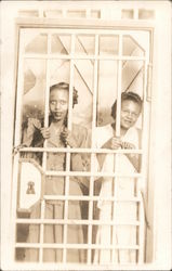 Two Women Behind Bars at Fair Black Americana Postcard Postcard Postcard