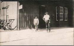 Two Boys, Railroad Depot Fruitvale? Postcard