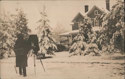 Photographer taking photo of a home in winter Cameras & Photography Postcard Postcard Postcard