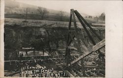 Laying First Cement, Champlain Canal Lock 11 - 1907 Postcard