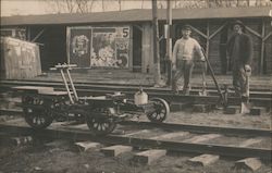 Two Men Railroad Handcar Circus Posters Postcard