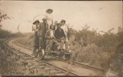 Gold Miners with Guns on a Railroad Handcar Trains, Railroad Postcard Postcard Postcard