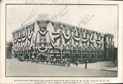 Stockton Record Building Decorated for N.S.G.W. and N.D.G.W. California Postcard Postcard Postcard