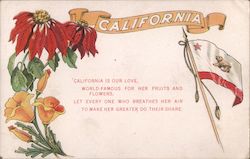 Symbols of California State Flowers & Seals Postcard Postcard Postcard