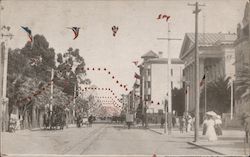 Flags Across City Street Postcard