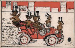 Bears Riding in a Car Postcard