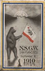 NSGW Bear Waving Flag San Francisco, CA Postcard Postcard Postcard