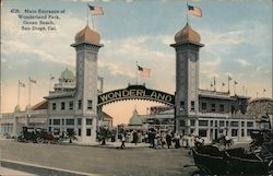 Main Entrance of Wonderland Park, Ocean Beach Postcard