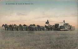 A Harvester at Work in Salono Coounty Postcard