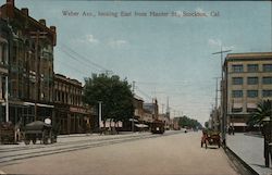 Weber Ave., looking East from Hunter St., Stockton, Cal. California Postcard Postcard Postcard