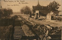 Railroad Track Laying in the Heart of Stockton Postcard